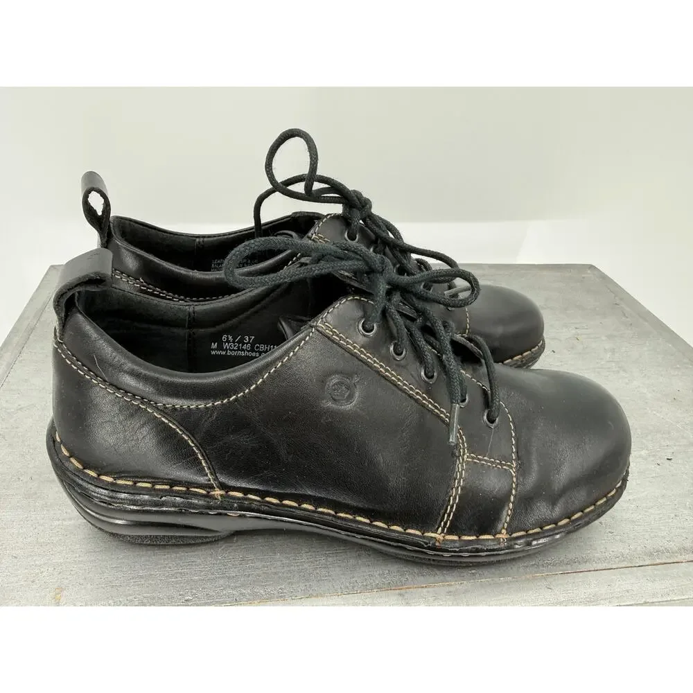 Børn Women's Jean Leather Oxford Lace-Up Shoes Black Size 6.5 M Style: W32146